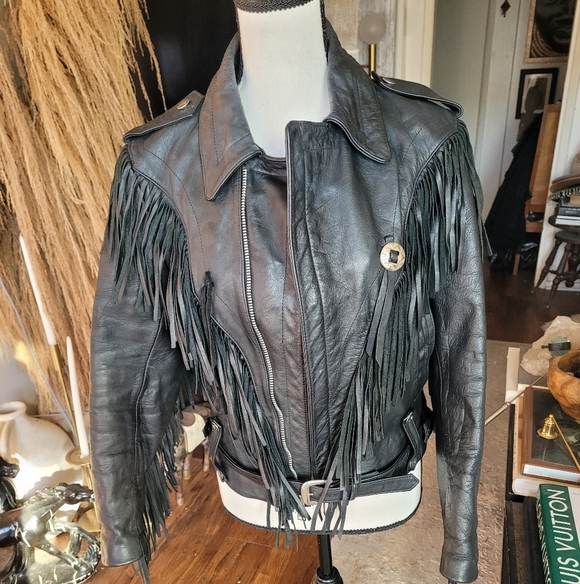 Verducci Jackets & Blazers - Veducci Vintage Edgy Black Leather Fringe Western Jacket